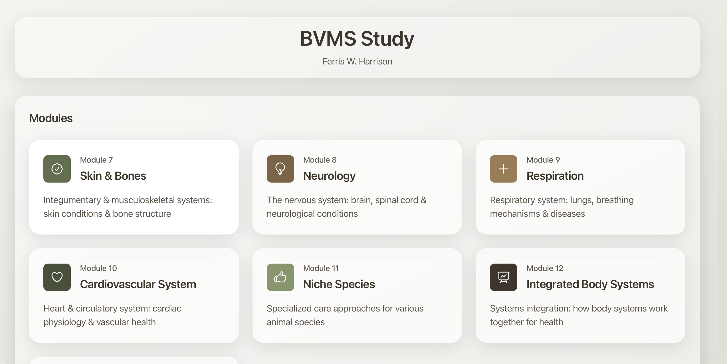 BVMS Study App Flashcards View